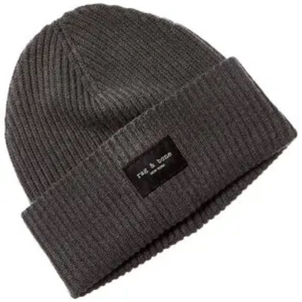 NWT Rag & Bone Charcoal Gray Wool Ribbed Ryan Beanie